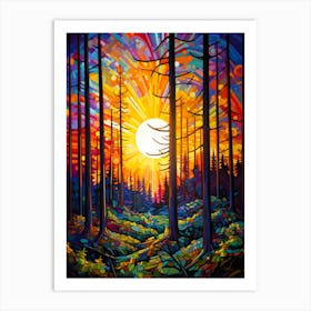 Vibrant Lively Spruce Lines Art Print