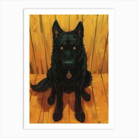 Black German Shepherd Art Print