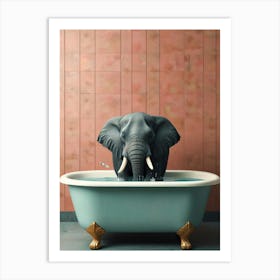 Elephant In Bathtub Art Print