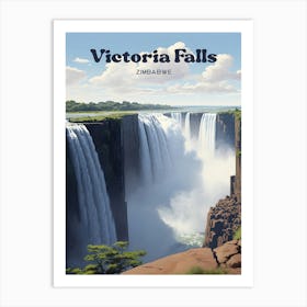 Victoria Falls Zimbabwe Waterfall Modern Travel Art Art Print