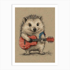 Hedgehog Playing Guitar 15 Art Print