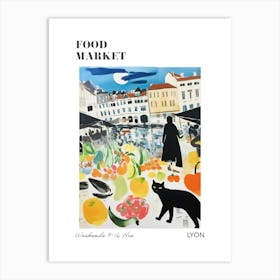 The Food Market In Lyon 4 Illustration Poster Art Print