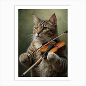 Cat Playing Violin 1 Art Print