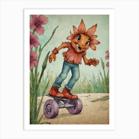 Boy On A Skateboard Art Print