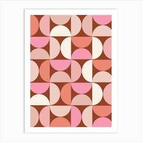 Mid Century Modern Brown Pink And Orange Art Print