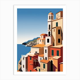 Cinque Terre, Italy, Bold Outlines 3 Art Print