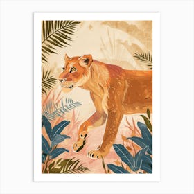 Barbary Lioness On The Prowl Illustration 6 Art Print