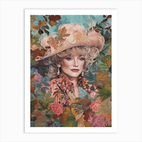 Floral Handpainted Portrait Of Dolly Parton  1 Art Print