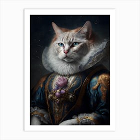 Cute Siberian Cat Medieval Cool Art Print