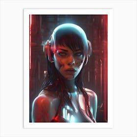 Futuristic Girl With Headphones Art Print