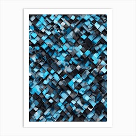 Abstract Blue And Black Squares Art Print