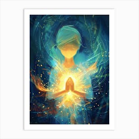 Child With A Glowing Light Art Print