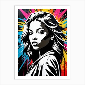 Graffiti Mural Of Beautiful Hip Hop Girl 70 Art Print