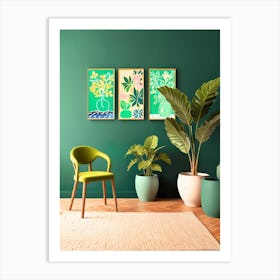 Green Living Room 1 Art Print