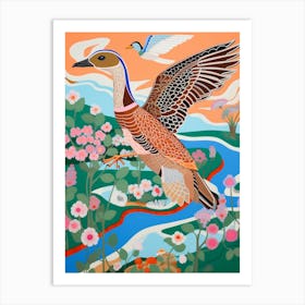Maximalist Bird Painting Wood Duck 1 Art Print