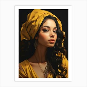 Portrait Of A Woman In Yellow Dress Art Print