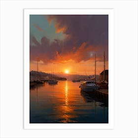 Sunset, Pier Art Print