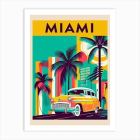 Miami Tropical Vintage Travel Poster Art Print