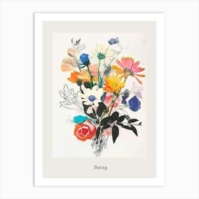 Daisy 3 Collage Flower Bouquet Poster Art Print