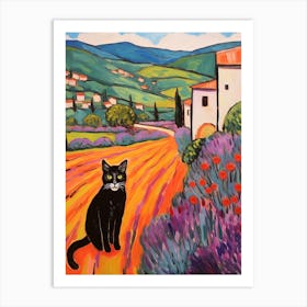 Painting Of A Cat In Val D Orcia Italy 2 Art Print