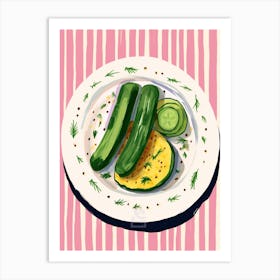 A Plate Of Courgettes, Top View Food Illustration 4 Art Print