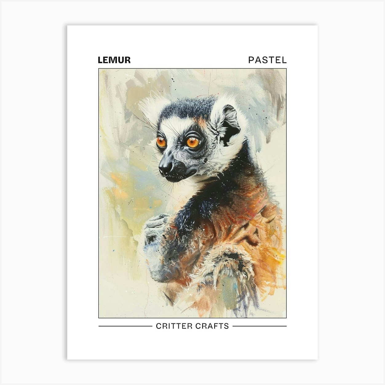 Lemur Pastel Watercolour 4 Poster Art Print by Critter Crafts