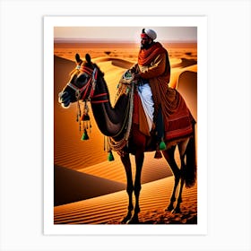 Camel Rider In The Desert Art Print