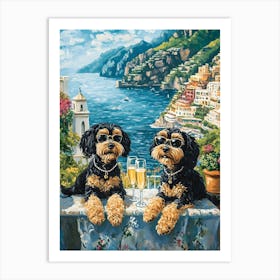 Terriers Drink in Italy Art Print