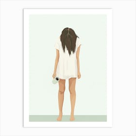 Illustration Of A Girl With A Cup Art Print