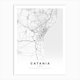 Catania Sicily Italy White Map Art Print