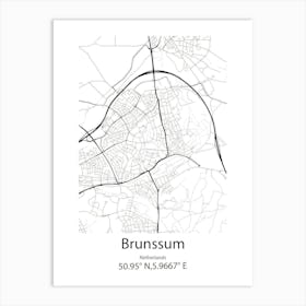 Brunssum,Netherlands Minimalist Map Art Print