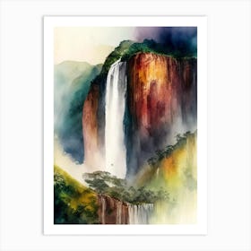 Angel Falls, Venezuela Water Colour  (3) Art Print