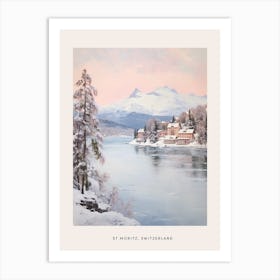 Dreamy Winter Painting Poster St Moritz Switzerland 4 Art Print