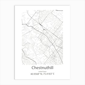 Chestnuthill,United States Minimalist Map Art Print