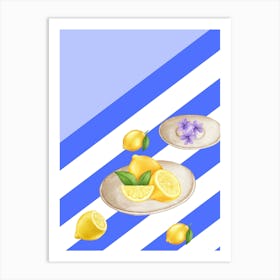 Lemons And Flowers Art Print