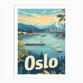 Aihrgdesign A Mid Century Modern Travel Poster For Oslo 4 Art Print