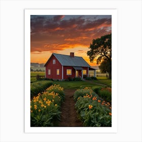 Sunset At The Farm Art Print