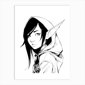 Elf Girl Anime Manga Drawing Illustration Art Print