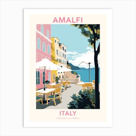 Amalfi, Italy, Flat Pastels Tones Illustration 8 Poster Art Print