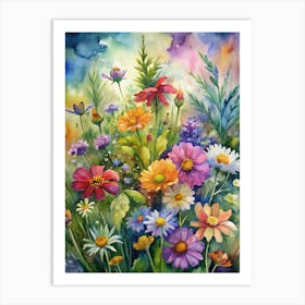 Watercolor Of Flowers Art Print