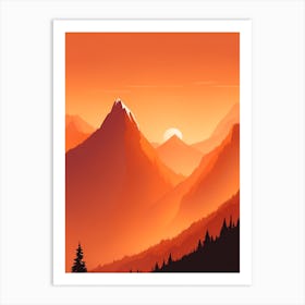 Misty Mountains Vertical Composition In Orange Tone 222 Art Print