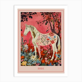 Floral Animal Painting Horse 2 Poster Art Print