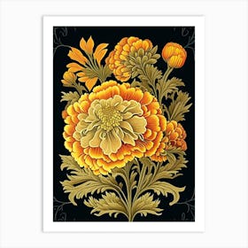 Marigold 2 Floral Botanical Vintage Poster Flower Art Print