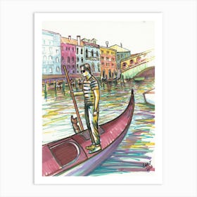 Venice Grand Channel Gondolier Art Print
