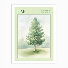 Pine Tree Atmospheric Watercolour Painting 1 Poster Art Print