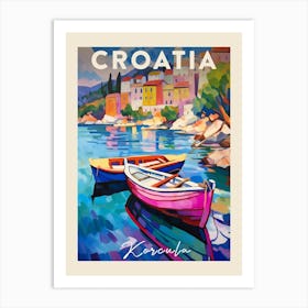 Korcula Croatia 1 Fauvist Painting  Travel Poster Art Print