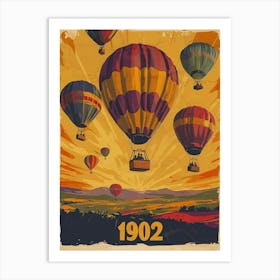 Aihrgdesign A Vintage Travel Poster Of A 1902 Hot Air Balloon 6e2ec22f 6fb1 4df7 9cf5 79569b1a9566 1 Art Print