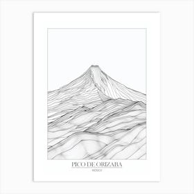 Pico De Orizaba Mexico Line Drawing 2 Poster Art Print