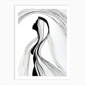 Woman With Long Hair 1 Art Print