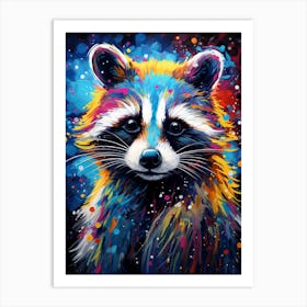 A Baby Raccoon Vibrant Paint Splash 1 Art Print